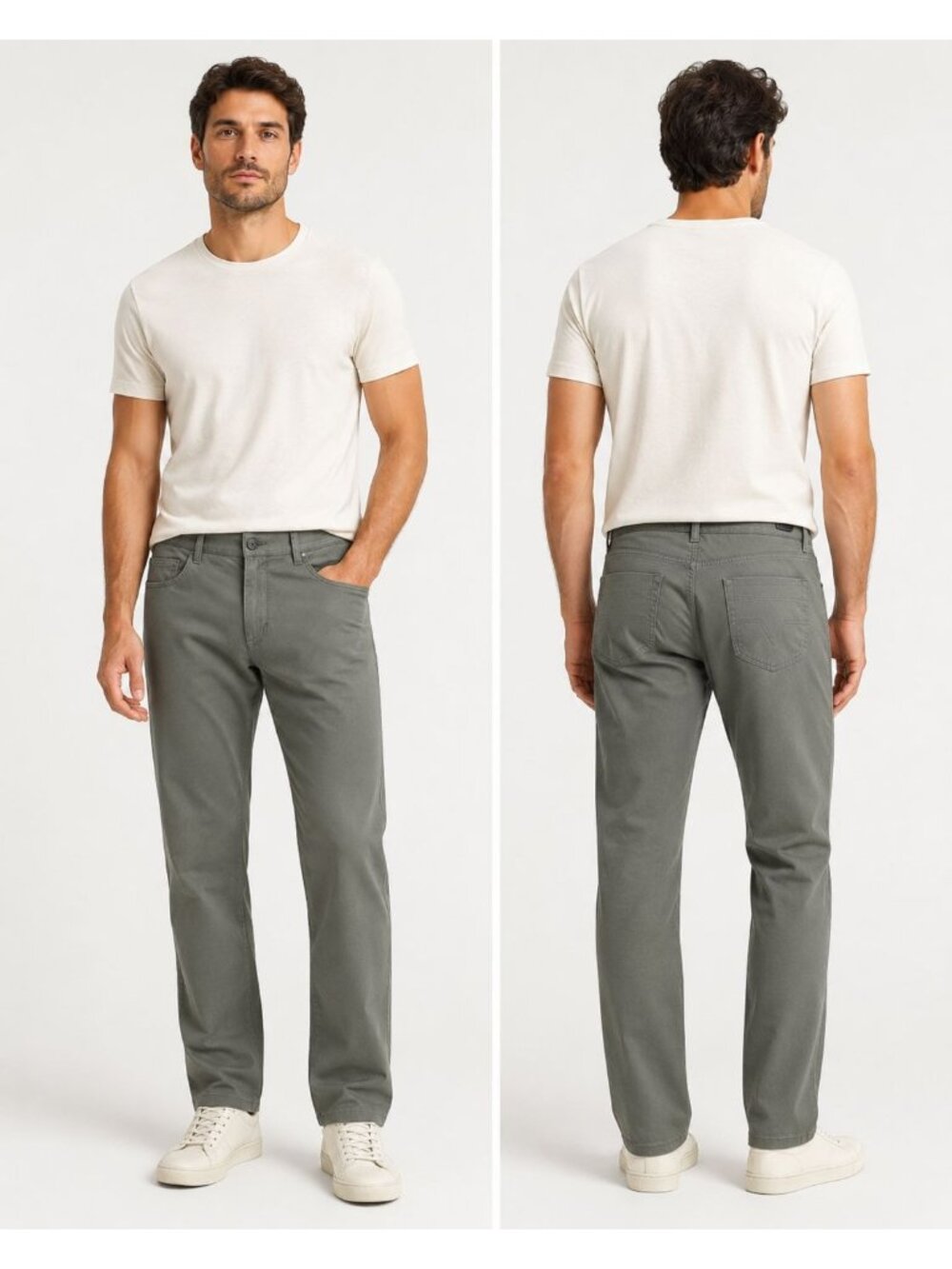 Vince Mens Slim Fit Chino Pants Comfortable Stretch Fabric Gray Size 34